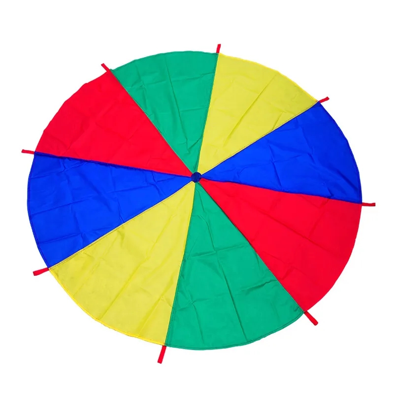 Kids Education Rug - 2 メートル/4 メートル直径子供屋外チームワークゲーム小道具レインボーパラシュートおもちゃジャンプバッグバウンスプレイマット学校活動パズルゲーム