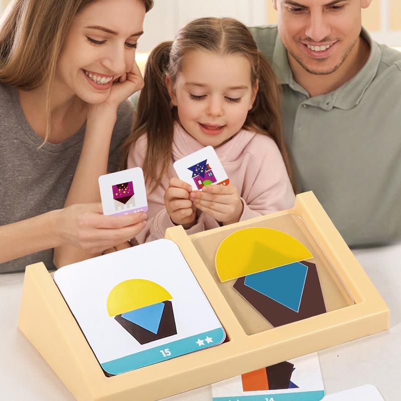 Kids Education Design - 1セット教育用ハウスデザインロジックゲーム幾何学的形状パズルおもちゃ子供向け空間想像力探求家庭遊び時間