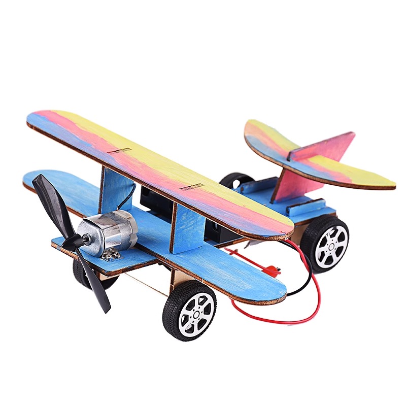 Kingdom Kids Education - STEM 木製電動複葉機モデルキット子供のための科学プロジェクト DIY 知育玩具簡単組み立てモンテッソーリ学習教育