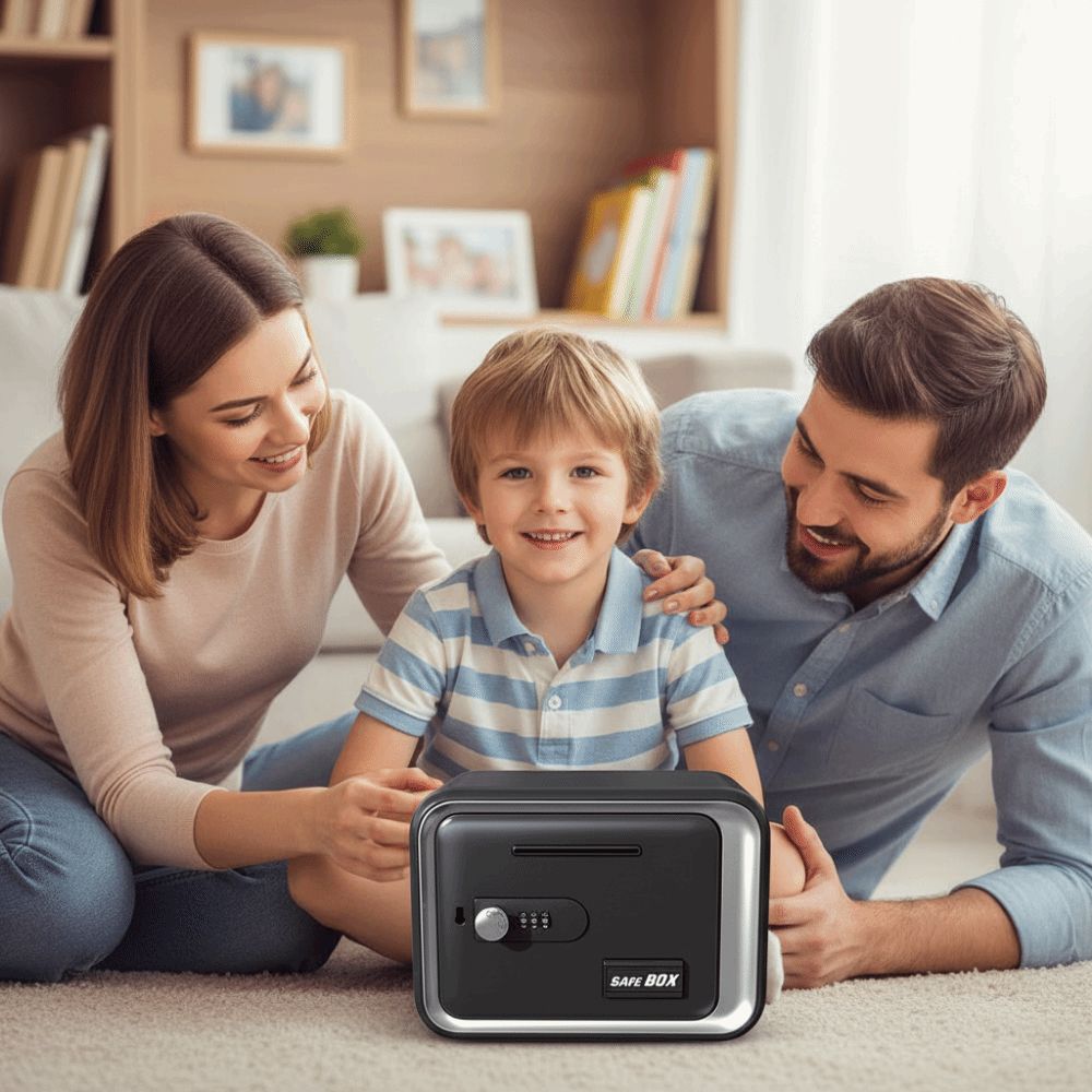 Kids Education Savings - パスワードロック付き子供用貯金箱、教育玩具、硬貨・紙幣収納可能、現金保管庫、大容量貯金箱