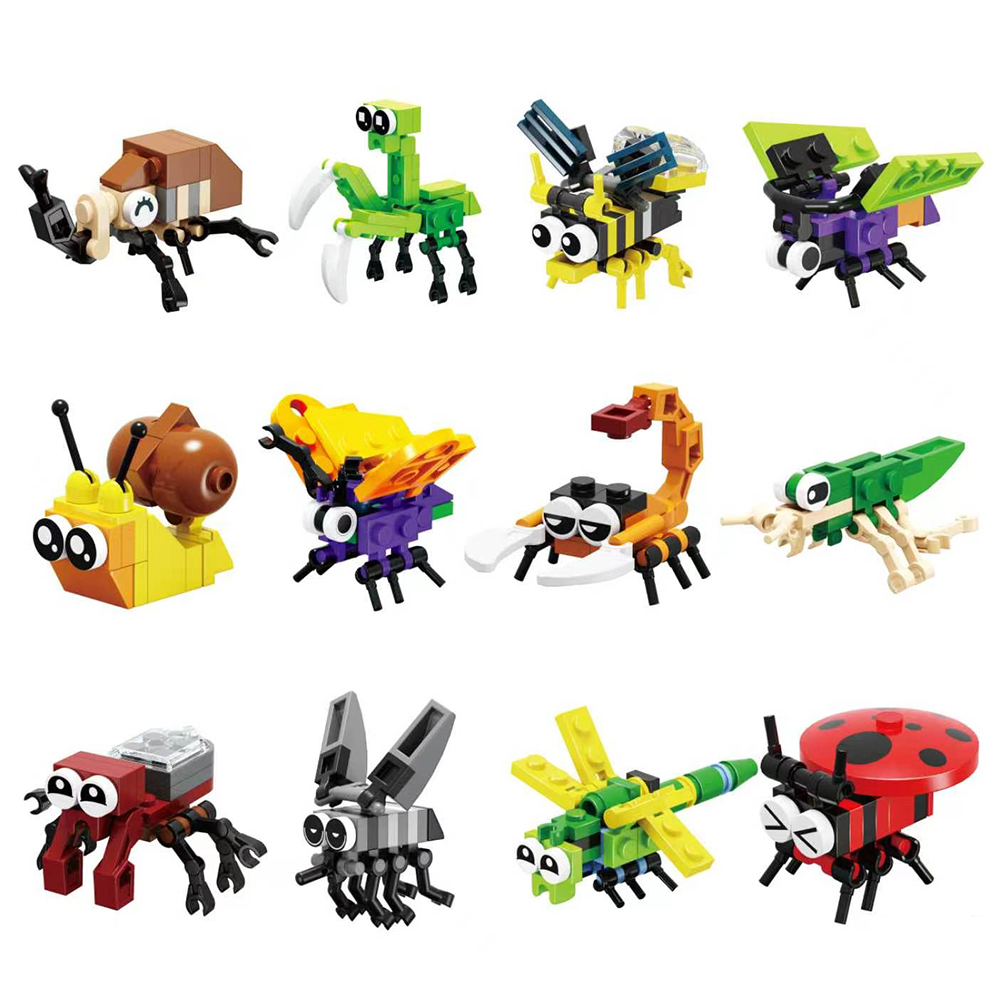 12個/セット 昆虫王国 ビルディングブロック ミニ動物フィ - Kingdom Kids Education のレビューと価格