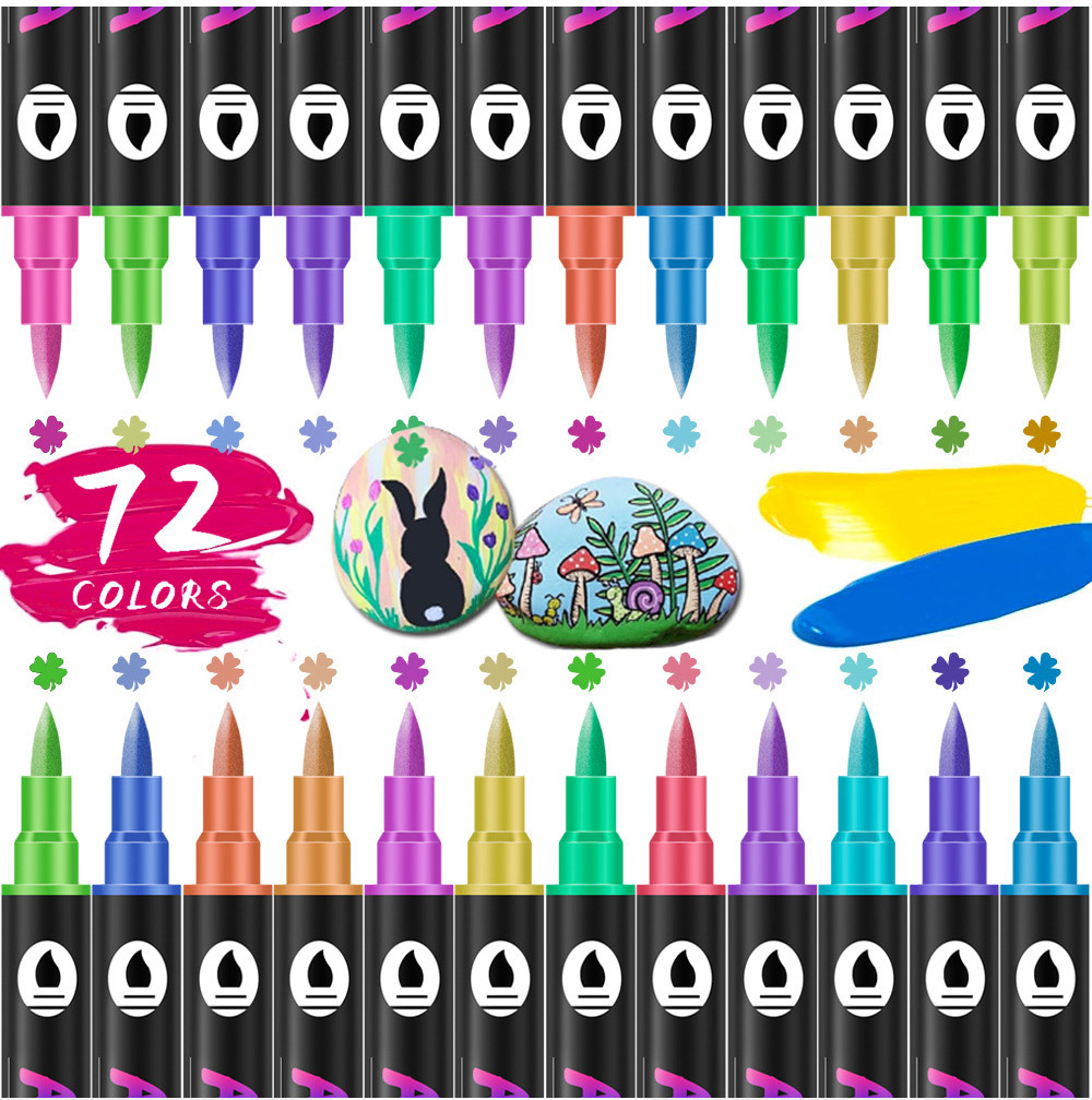 アクリルペイントマーカーデュアルチップ 24/48/72 色 - Kids Education Tips のレビューと価格