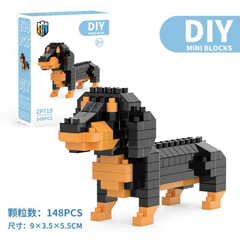ミニダックスフント犬の積み木おもちゃ 大人と子供向け：詳細で - Kids Education Design のレビューと価格