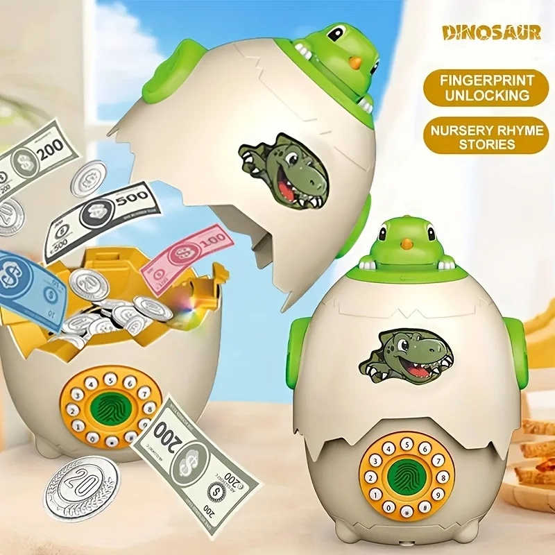 恐竜の卵の貯金箱、指紋パスワードロック解除機能付き、音楽スト - Kids Education Savings のレビューと価格