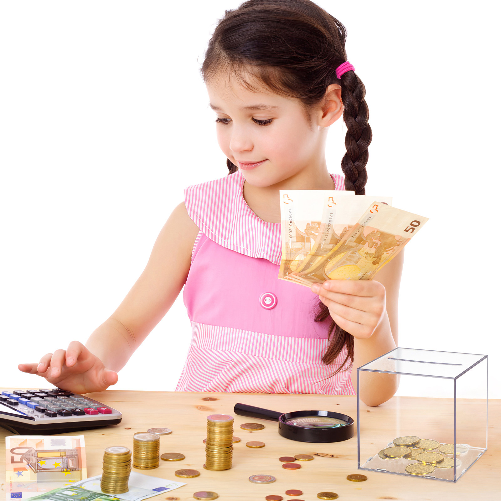 透明アクリルキューブ貯金箱 子供用 知育玩具 マネーボックス - Kids Education Savings のレビューと価格