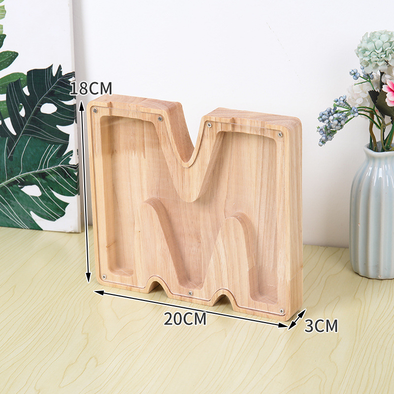 木製アルファベット貯金箱 子供用 透明アクリル製 銀行文字  - Kids Education Savings のレビューと価格