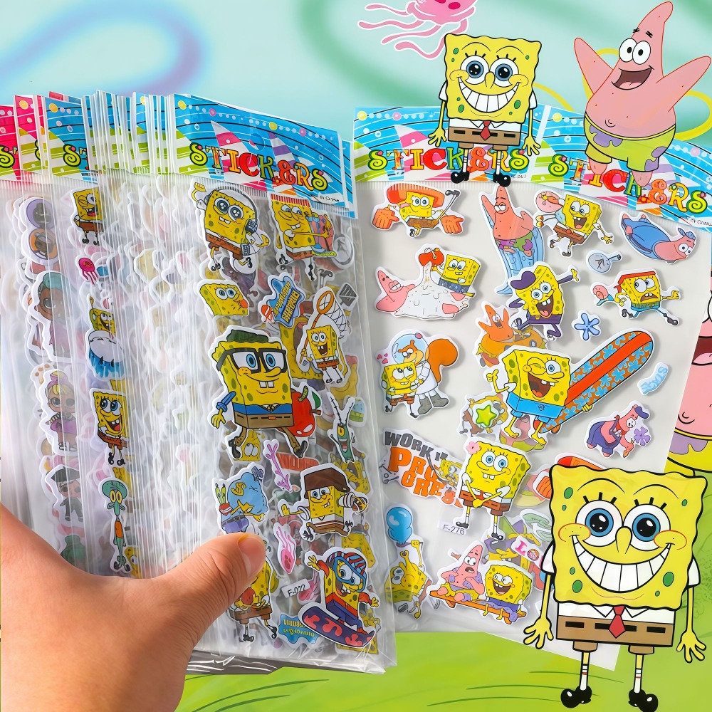スポンジボブ 3D ステッカー 12 パック - かわいい漫 - Kids Education Movies のレビューと価格