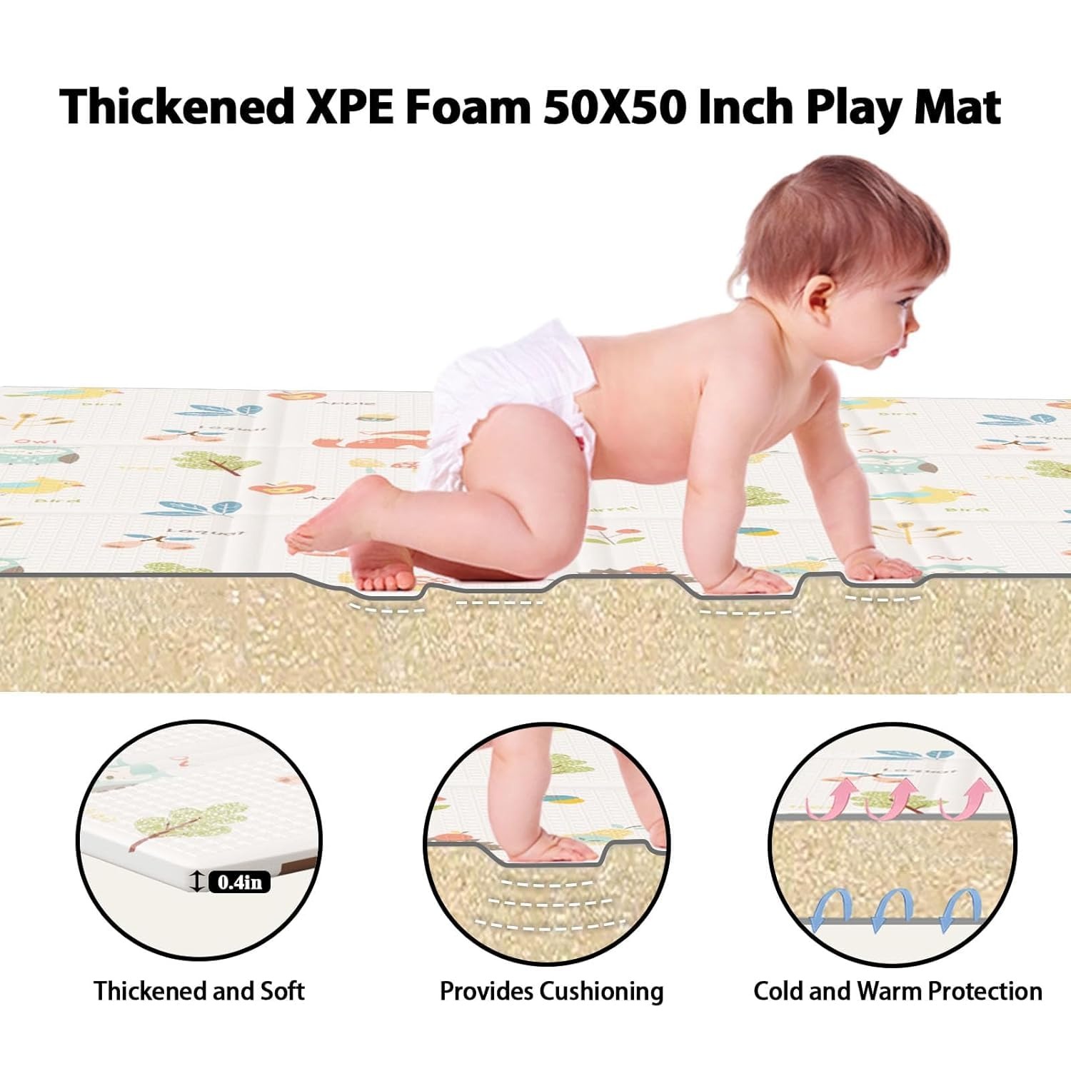 折りたたみベビープレイマット子供用両面パターン保護滑り止めア - Kids Education Rug のレビューと価格
