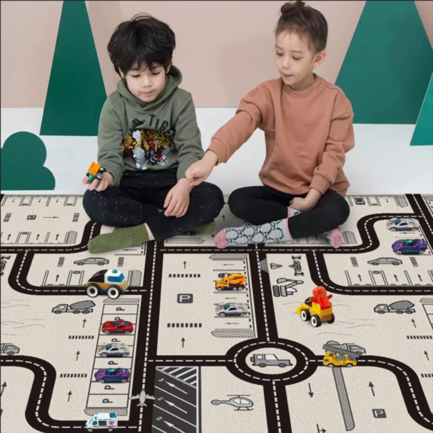 折りたたみベビープレイマット子供用両面パターン保護滑り止めア - Kids Education Rug のレビューと価格
