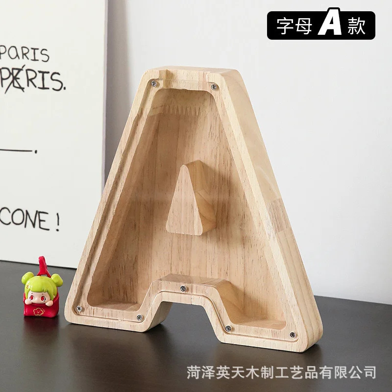 木製26文字アルファベットコインバンク、透明アクリル蓋付き教 - Kids Education Savings のレビューと価格