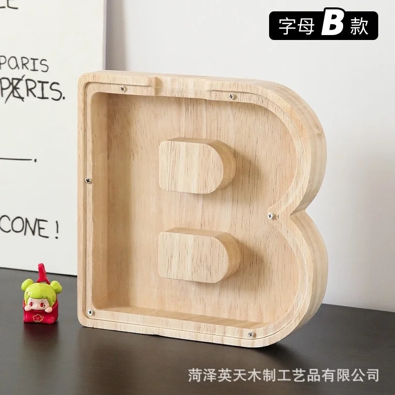 木製26文字アルファベットコインバンク、透明アクリル蓋付き教 - Kids Education Savings のレビューと価格